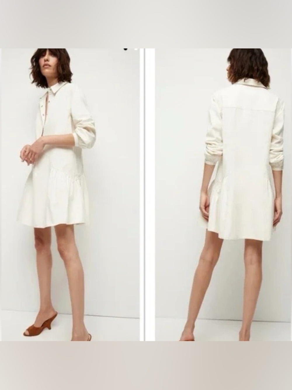 Veronica Beard Cream Collared Mini Shirt Dress